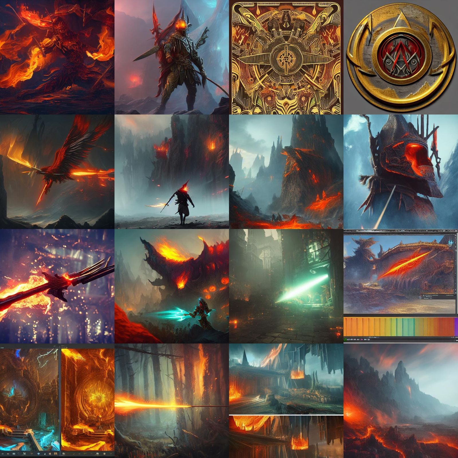 Magical Fire Arrow Icon in a Dark Red Fantasy World