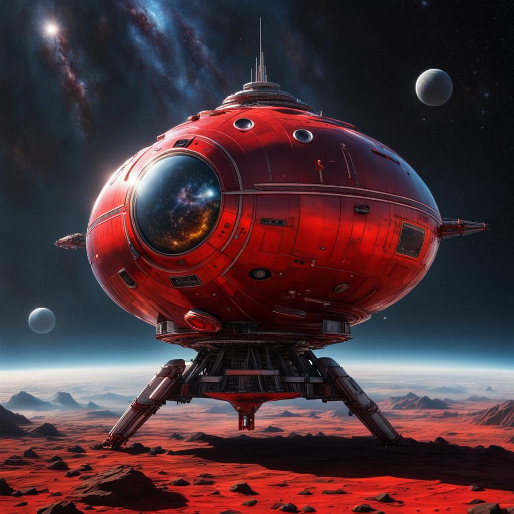 Cosmic Spaceship in Hyper Realistic, Chris Foss Style, Beaco...