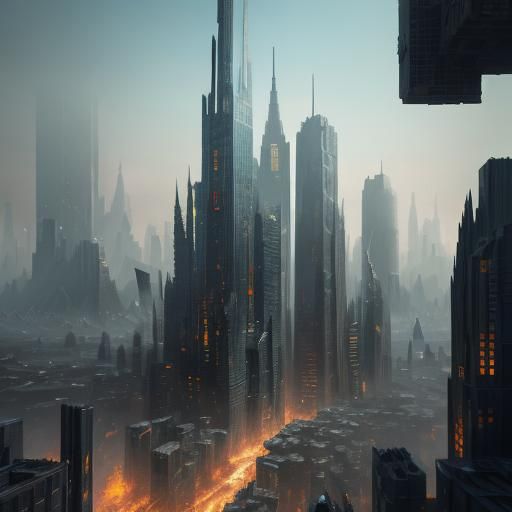 Fantastical Fractured Cityscape in Detailed Matte Painting