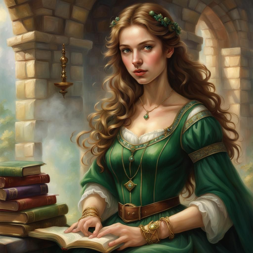 Medieval Wizardress in a Hidden Glen