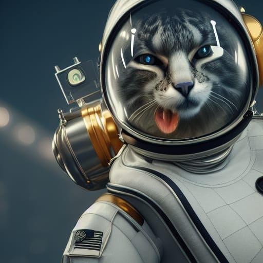 Spacefaring Feline in Steampunk Space Suit