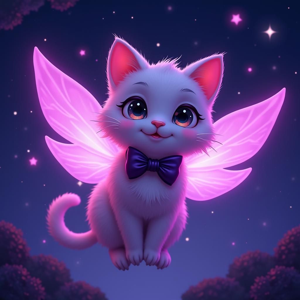 Whimsical Cat Dreams in Neon Glow