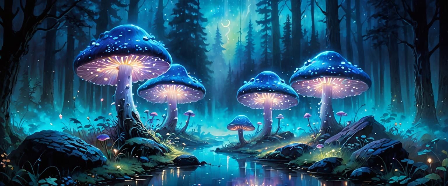 Enchanted Forest in Whimsical Oil Painting Style