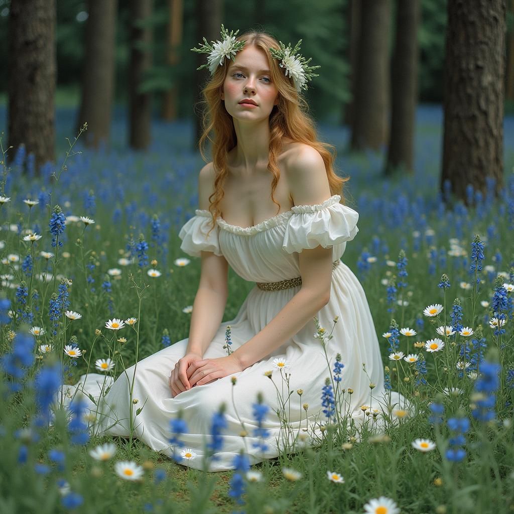 Gentle Goddess in a Verdant Meadow