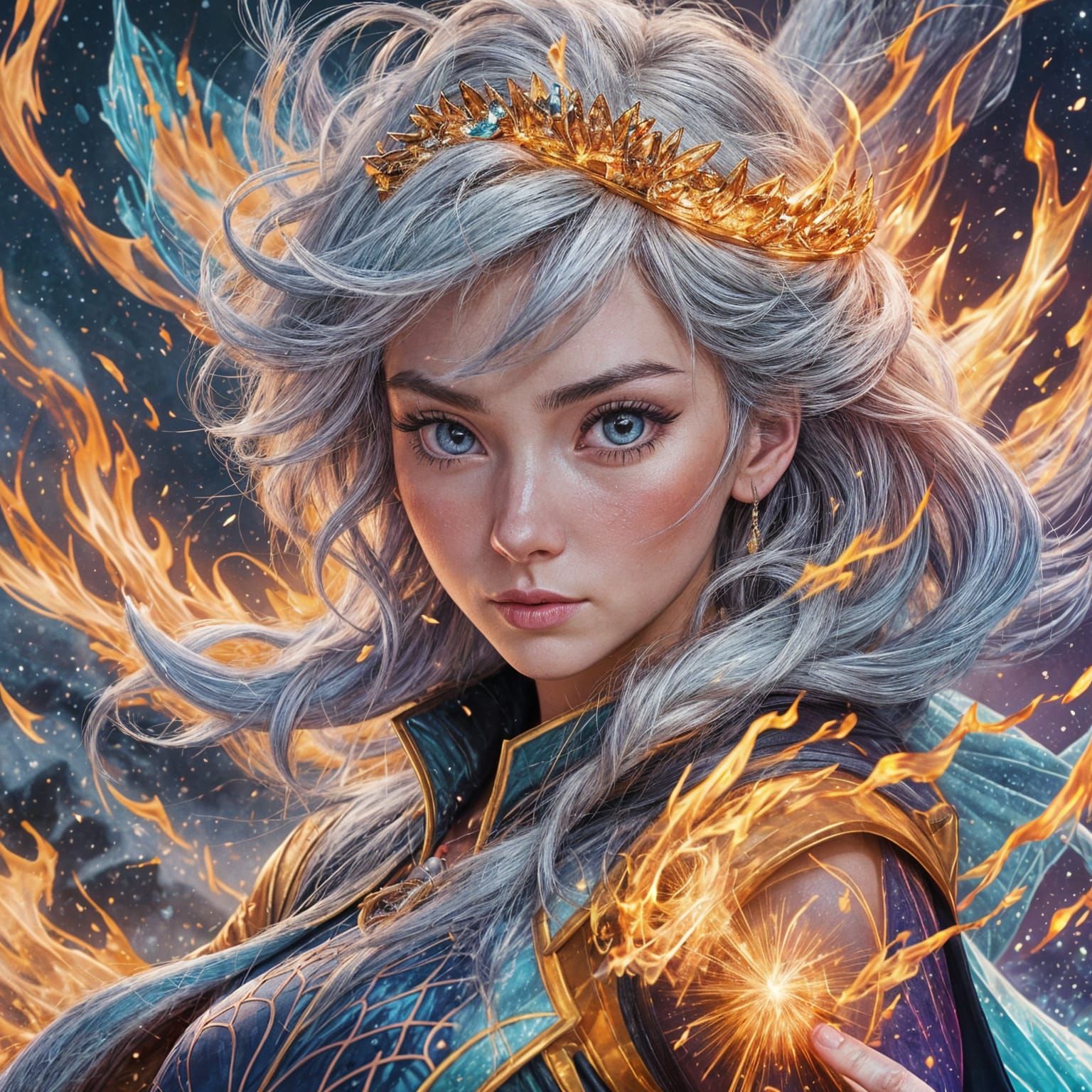 Elsa-Inspired Anime Goddess Creates Fiery Ice Vortex