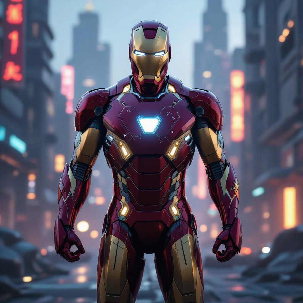 Iron Man Nanotech Armor in Futuristic City