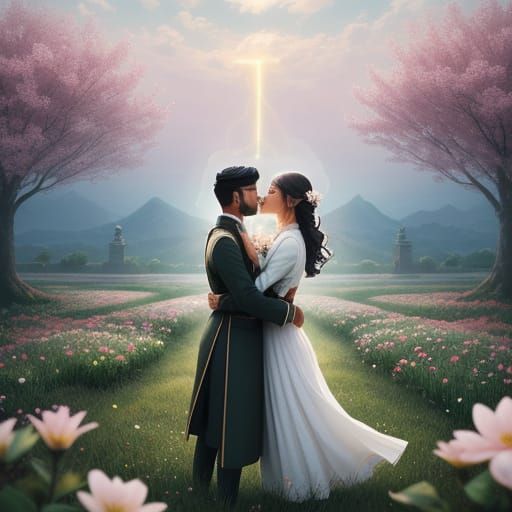 Surreal Scene: Clocks Bloom, Souls Ascend