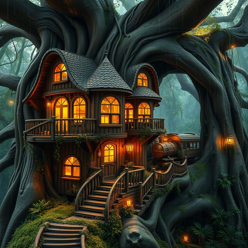 Whimsical Woodland Train Ride in a Magical Treehouse