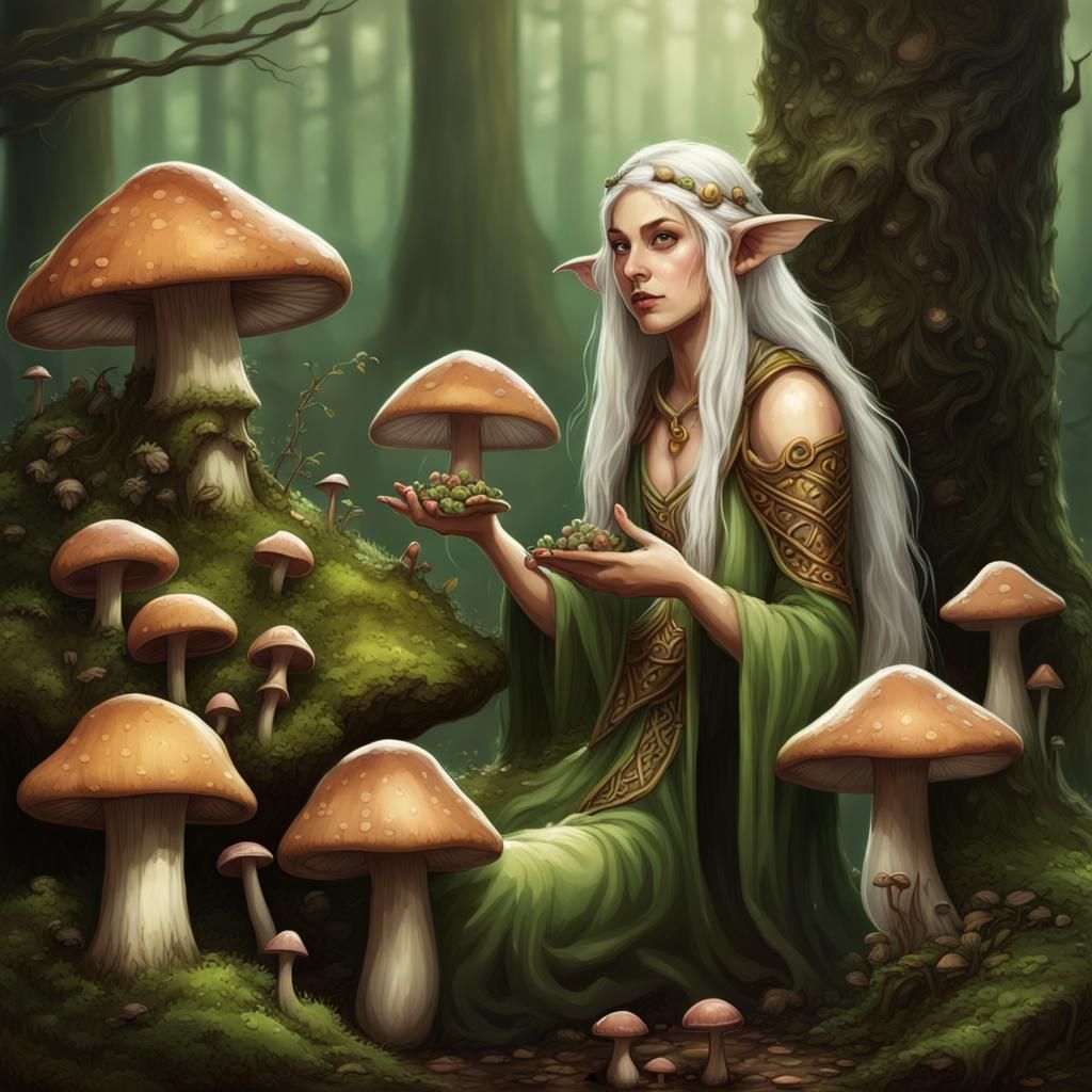 Enchanted Forest Mushroom Cultivation in Whimsical Style
