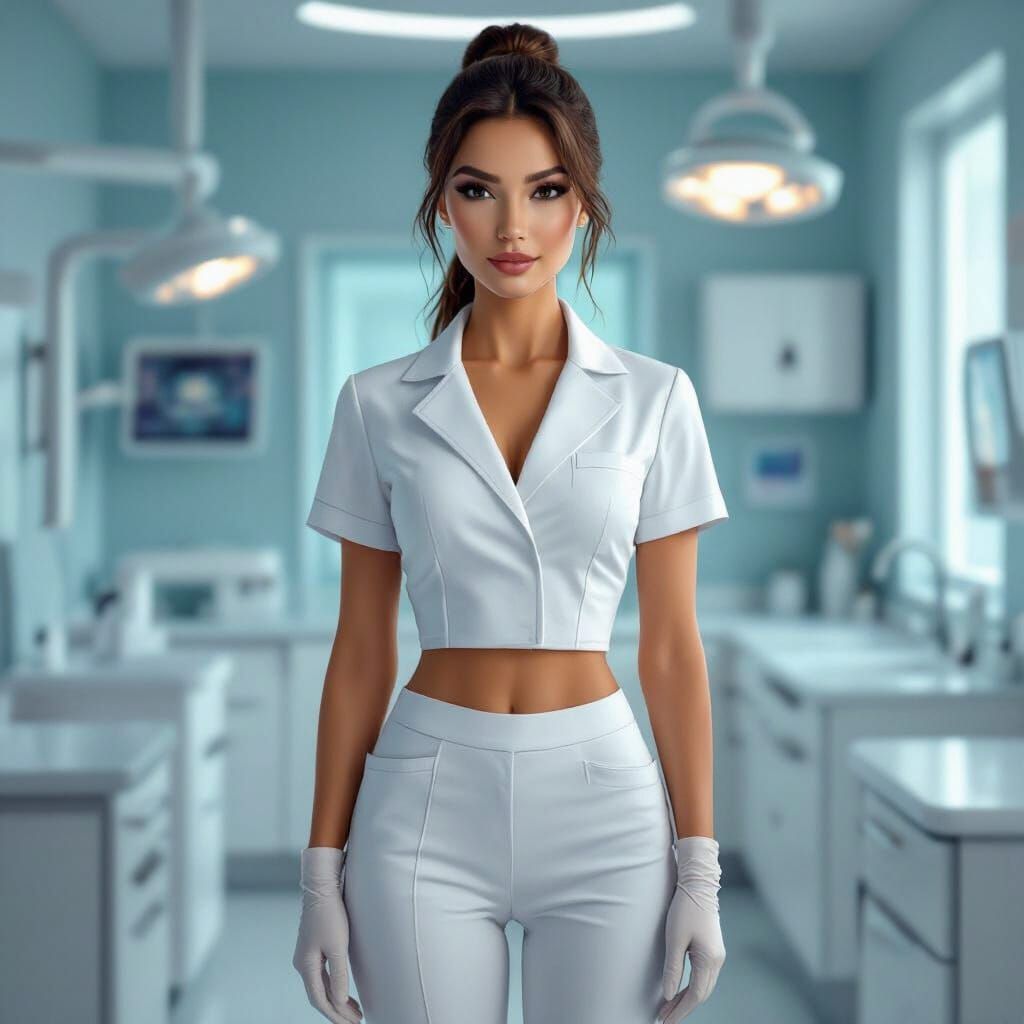 Confident Dentist in Modern Clinic: Medical Illustration