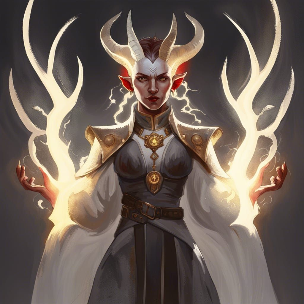 Elegant Tiefling Goddess Radiates Healing Light