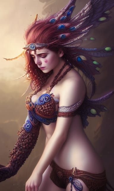 Enchanting Female Druid in Vibrant Fantasy Realism