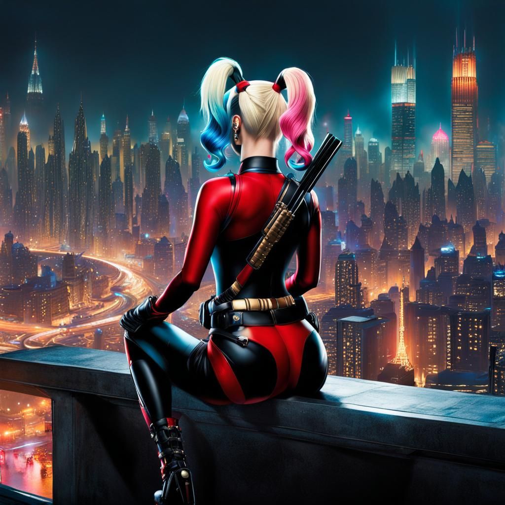 Harley Quinn in Neon-Lit Gotham