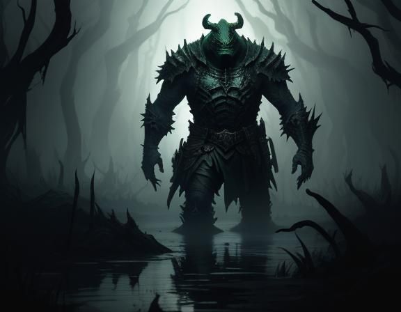 Menacing Swamp Bullywug in Dark Fantasy
