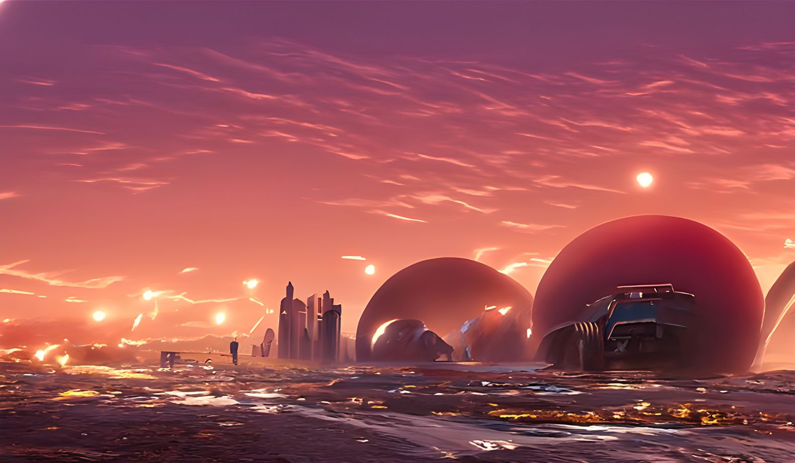 Neo-Futuristic Mars Cityscape in Cyberpunk Style