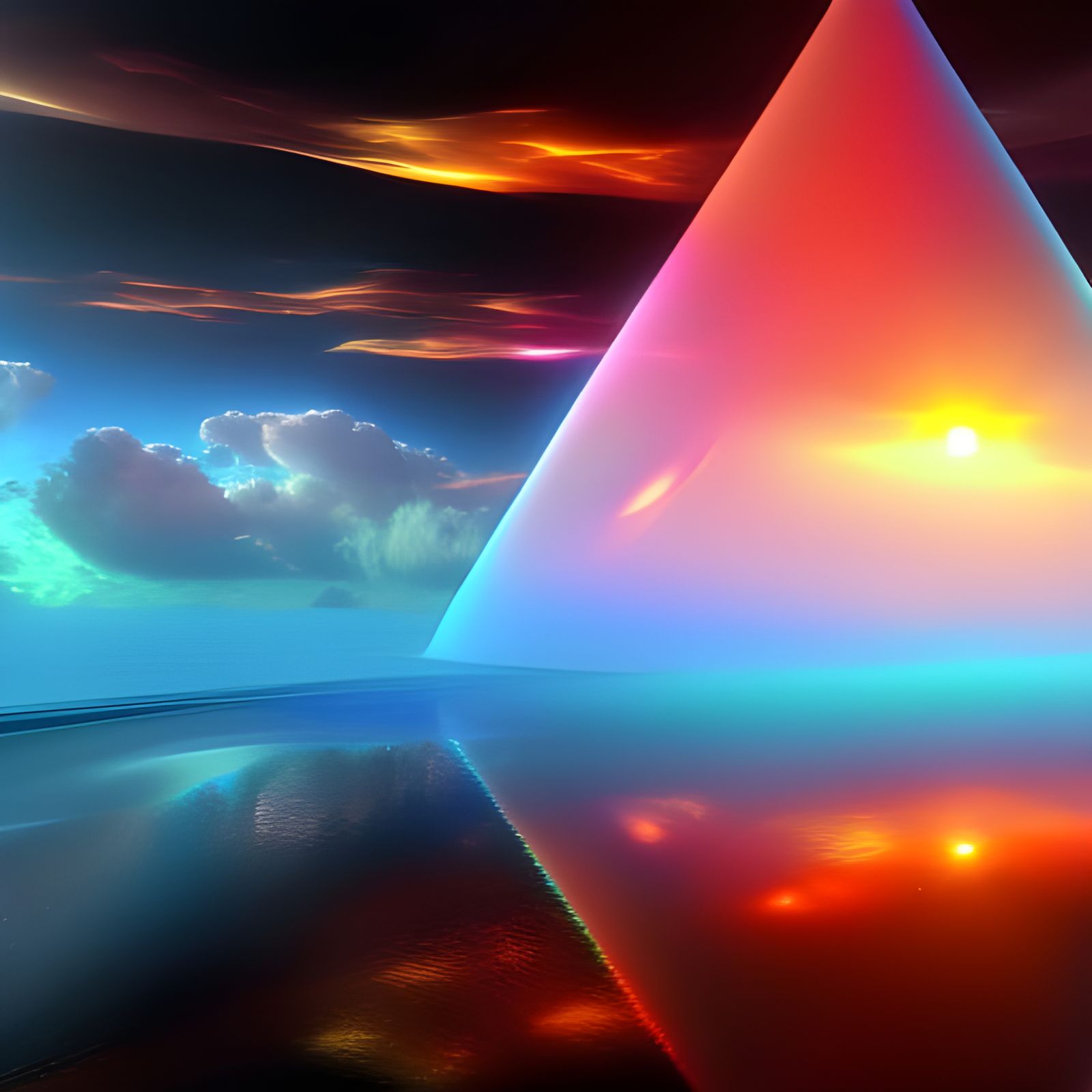 Magnificent Light Diorama Within Glass Prism