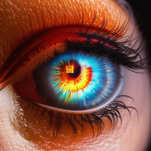 Surrealistic Portrait of an Eyeball in Fiery Flames