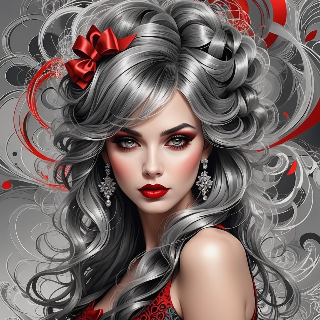 Elegant Luxury Woman in Abstract Fractal Style