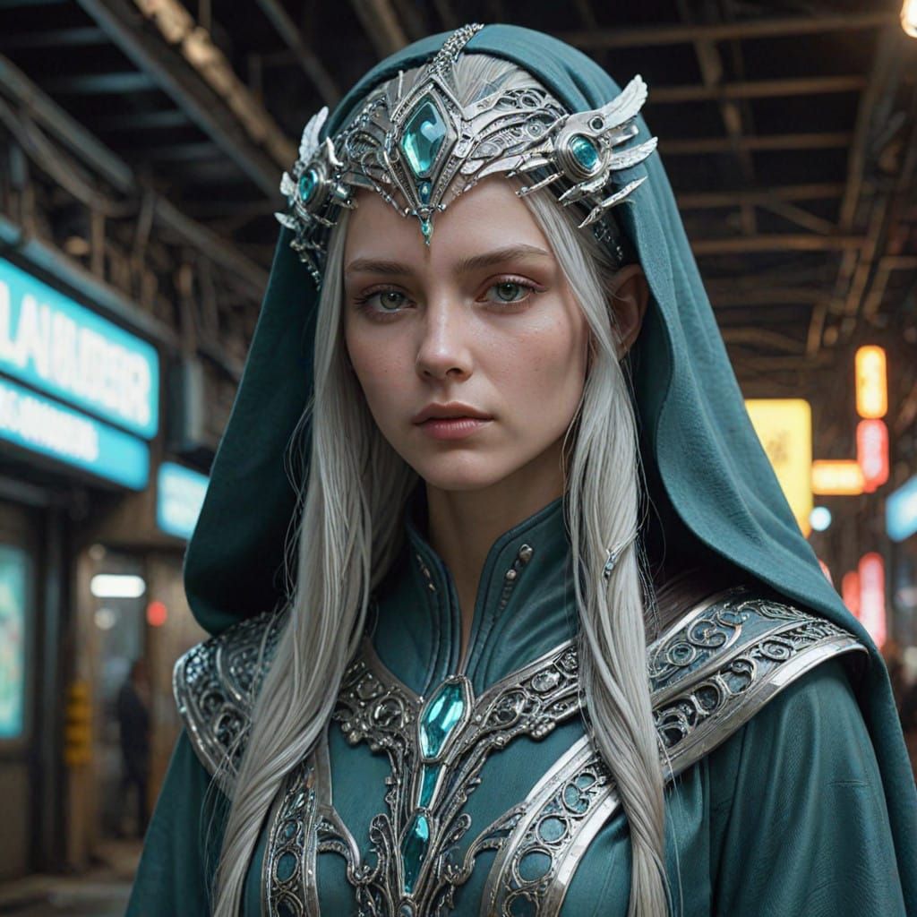 Ethereal Alien Goddess in Sci-Fi Elegance