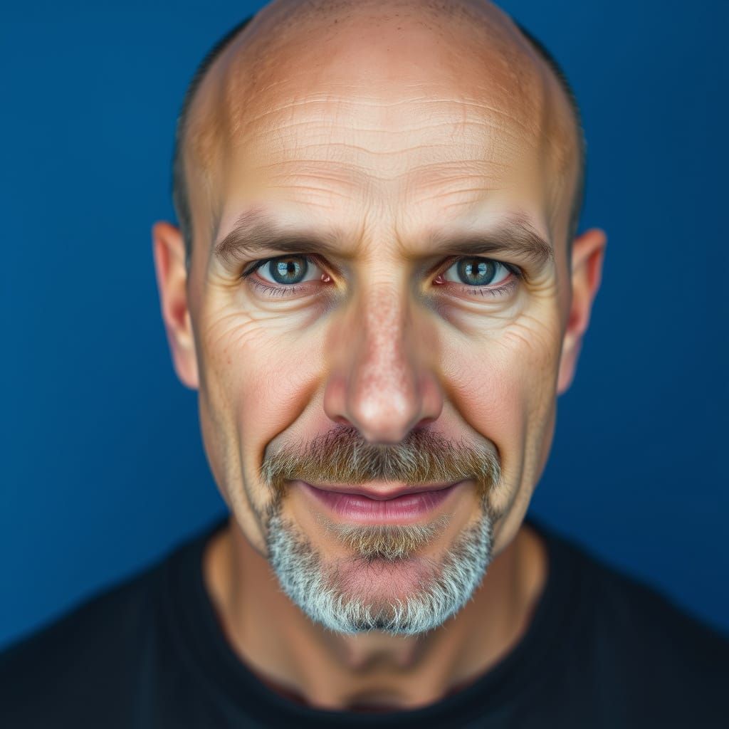 Intense Portrait of Bald Man with Goatee