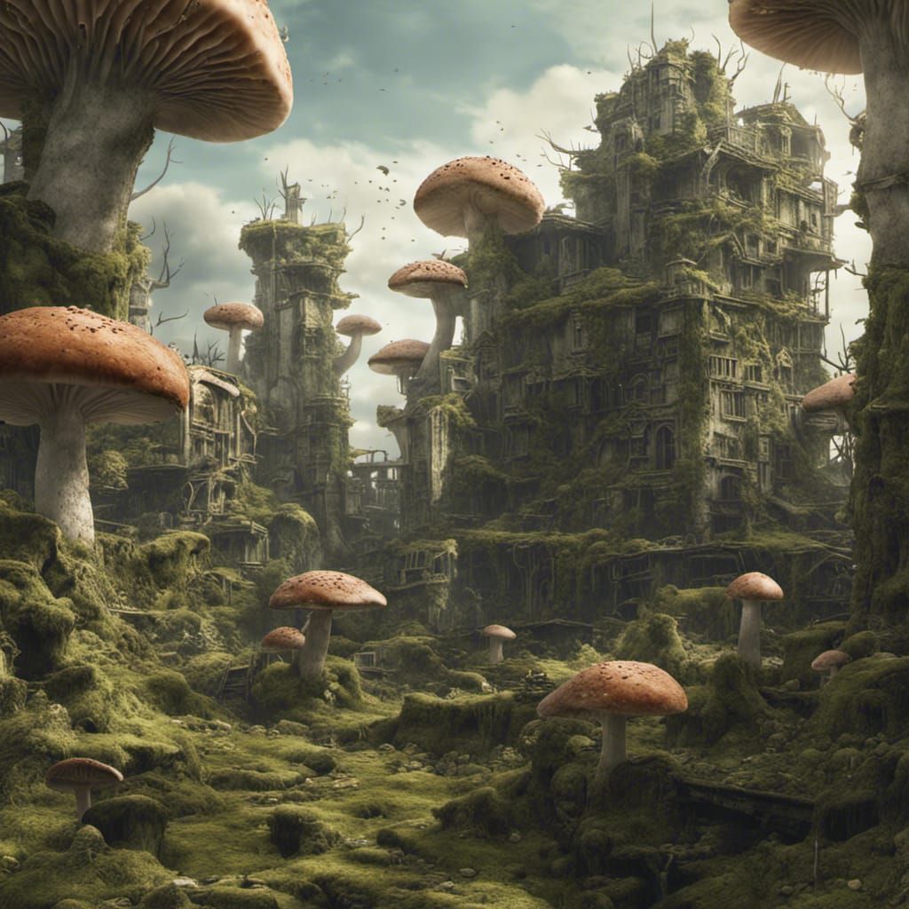 Vibrant Cityscape Transformed by Nature's Hand