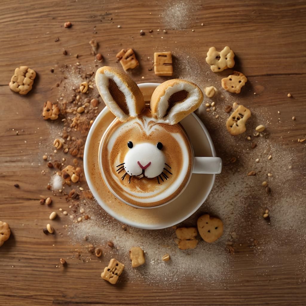 Latte with cookie ears