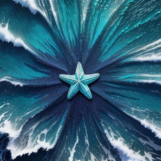 Sparkling Beach Scene with Starfish and Crabs