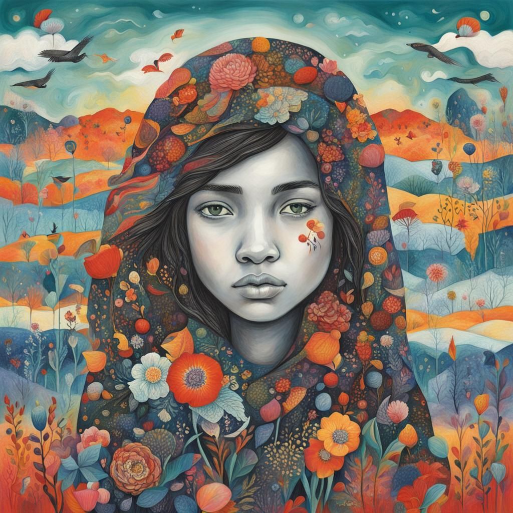 Girl Portrait in Children's Book Style