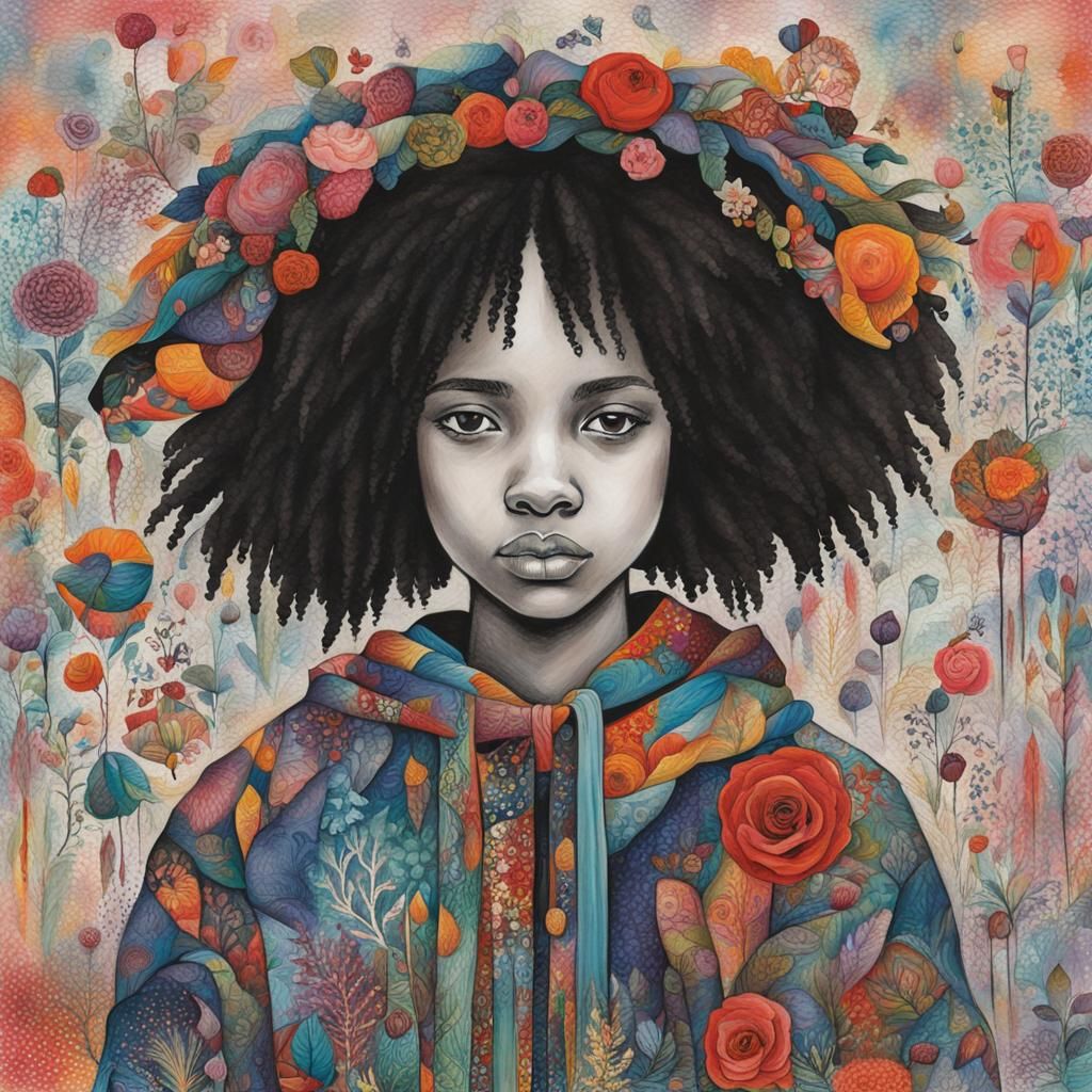 Girl in Vibrant Watercolor Style