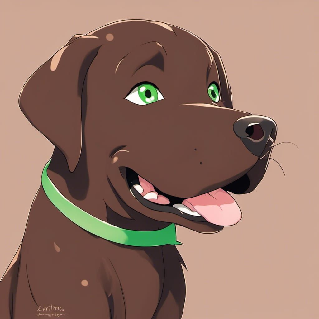 Cute Anime Labrador Puppy with Chocolate Coat