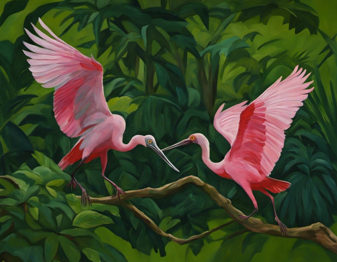 Vibrant Jungle Frenzy in Gauguin Inspired Masterpiece