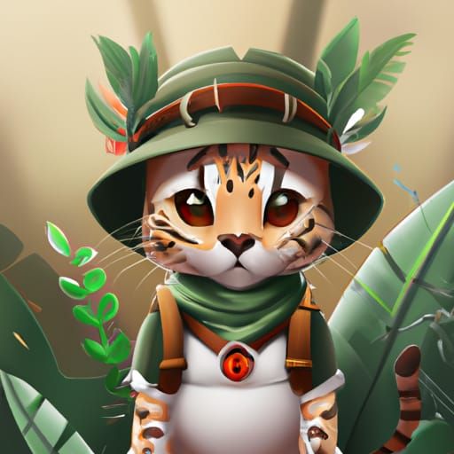 Chibi Jungle Explorer Cat