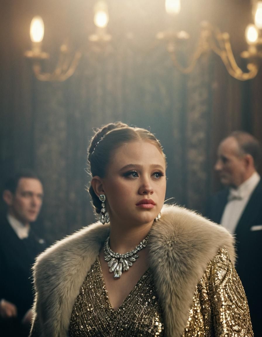 A Regal High-Society Woman in Luxurious Attire