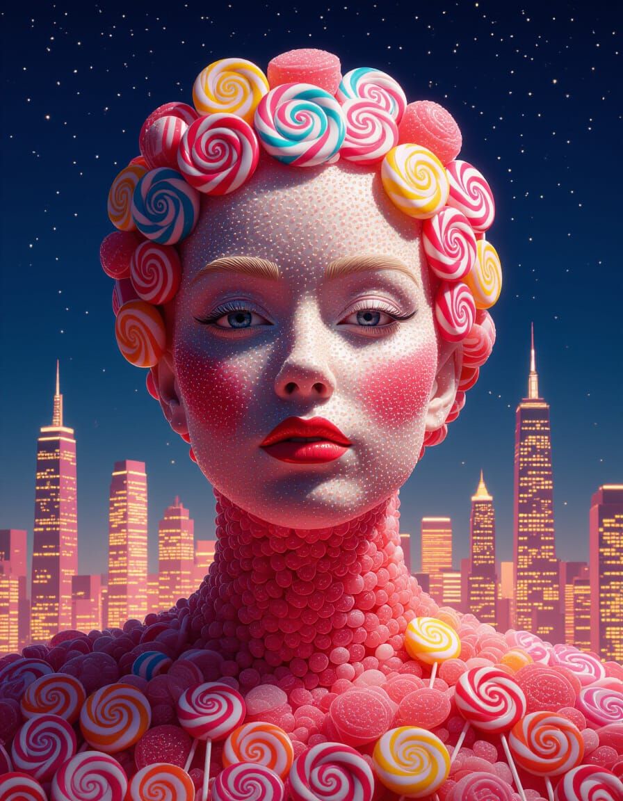 Surreal Lollipop Cityscape Portrait