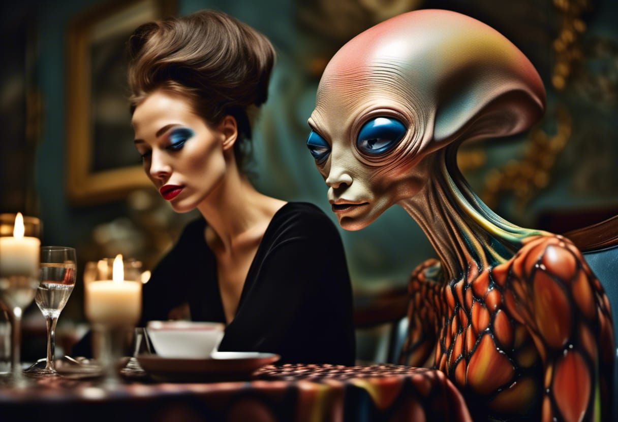 Elegant Alien Portrait in Hyperrealistic Digital Art