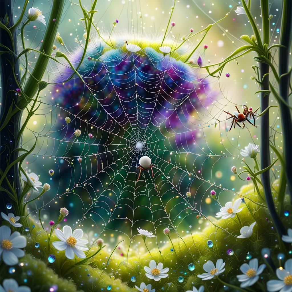 Whimsical Spider in a Fiber-Optic Wonderland