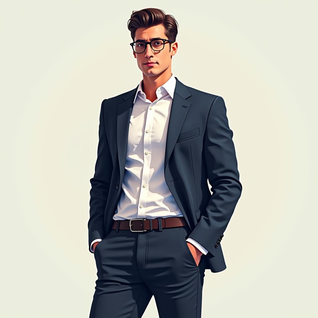Confident Futuristic Businessman in Minimalist Setting