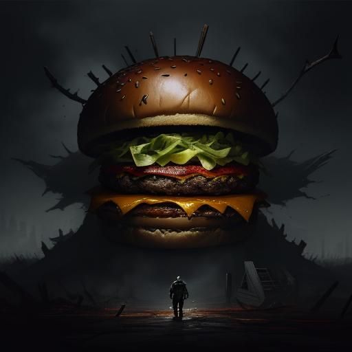 A monster made out of burger