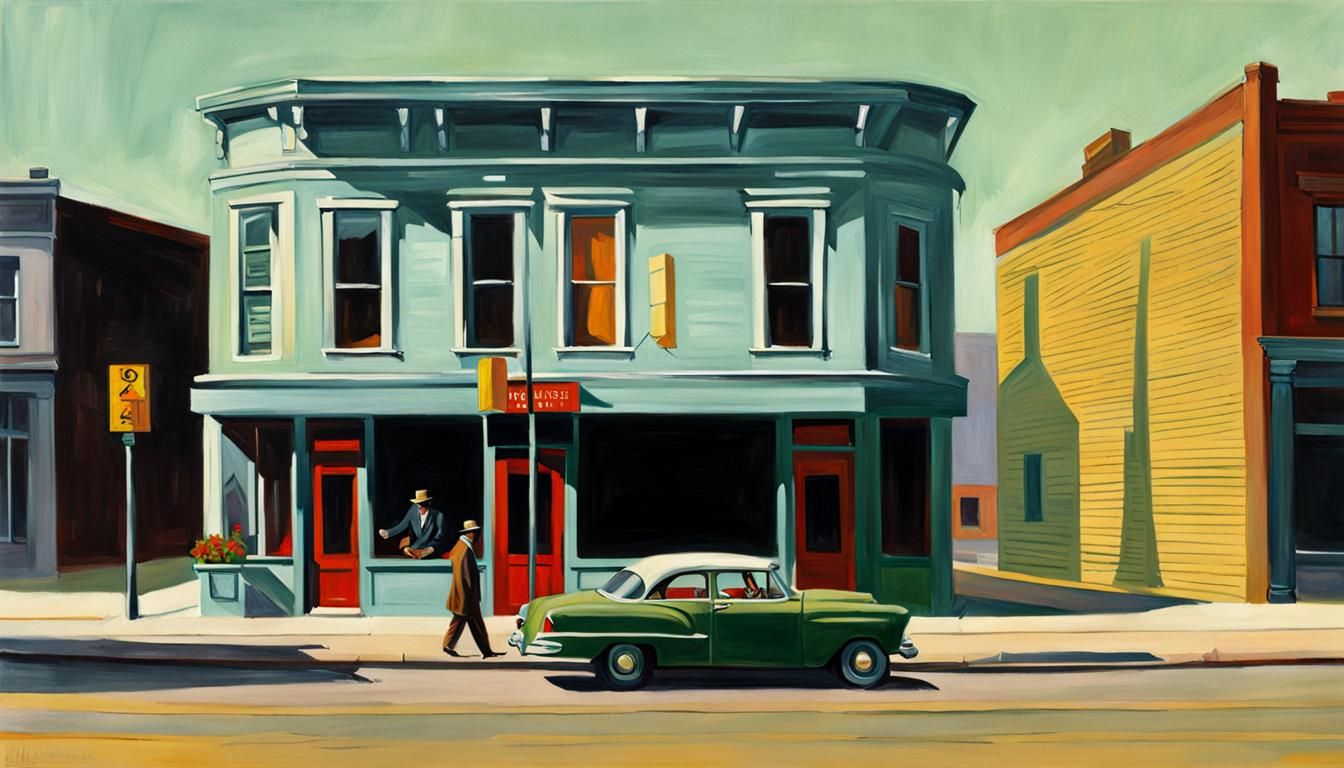 Mankind Flourishes in Whimsical Edward Hopper Landscape