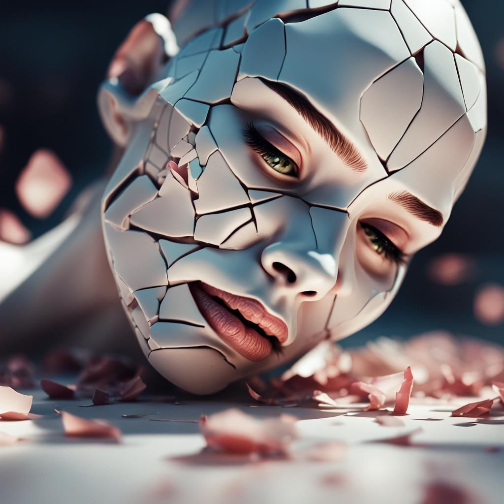 Shattered Android Beauty in Cinematic Digital Art