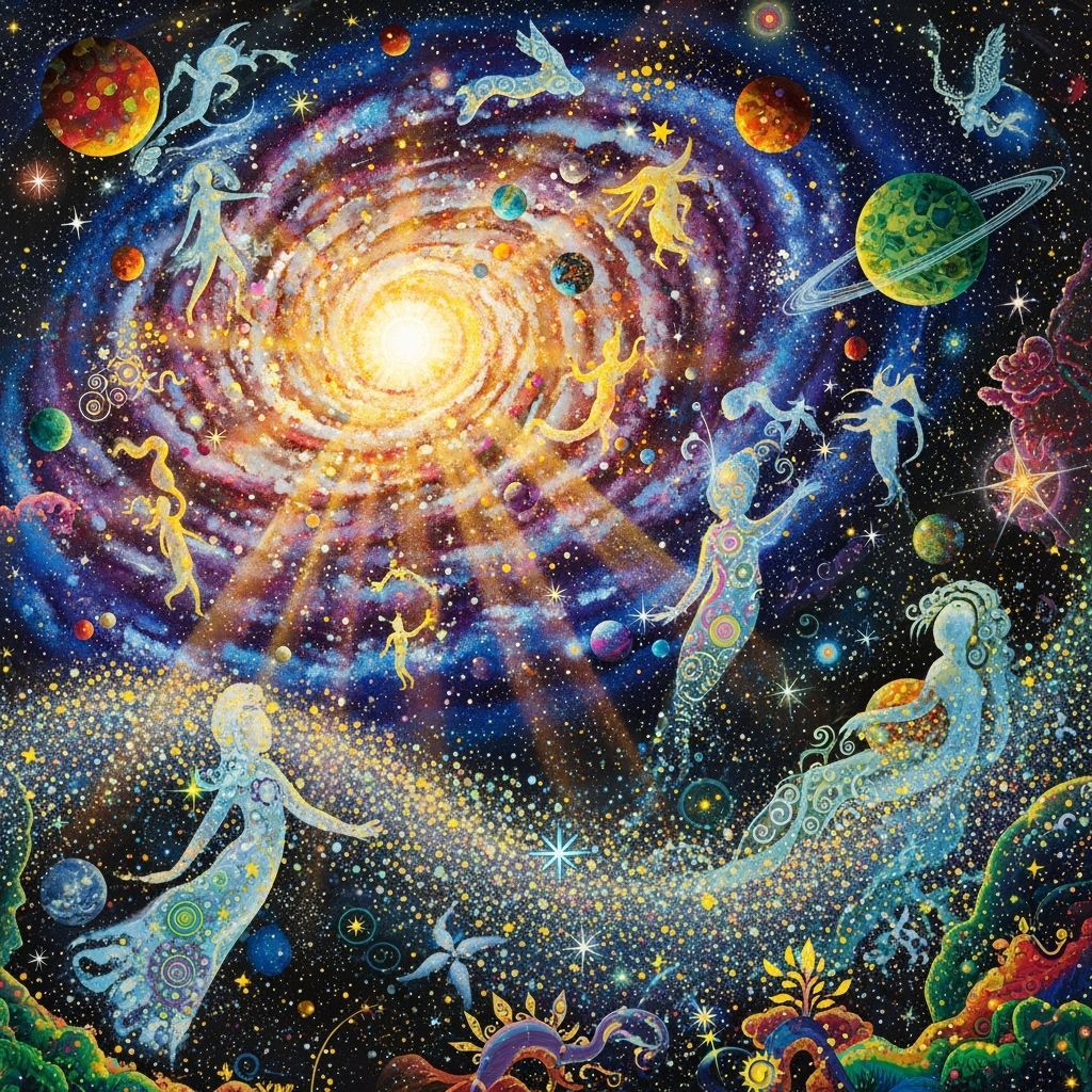 Cosmic Astral Naïf Illustration in Dreamlike Style