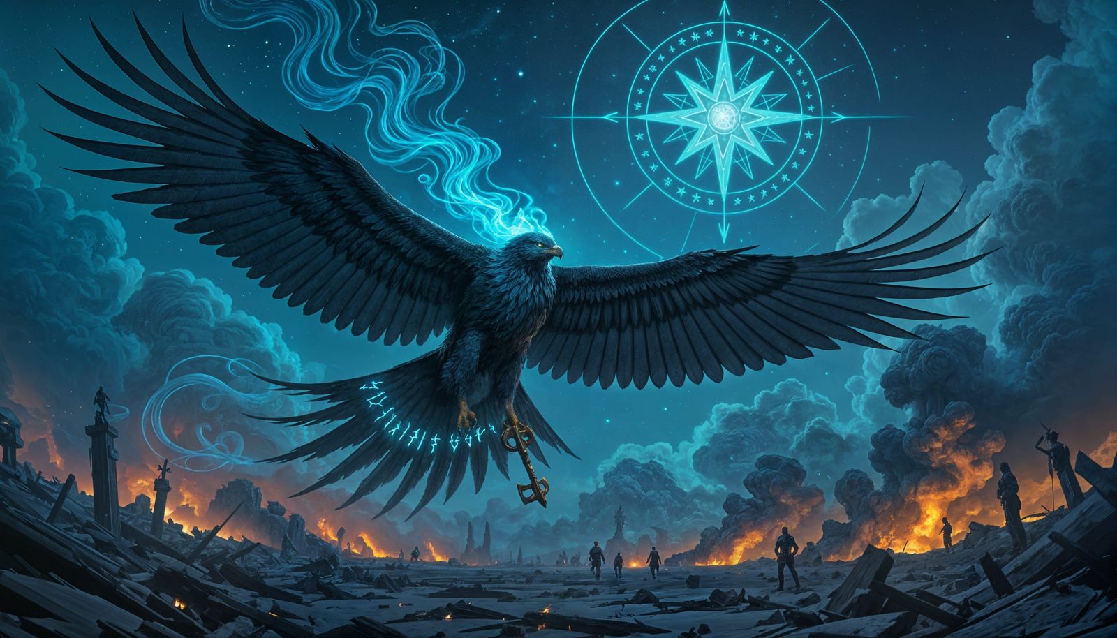 Ethereal Kite Patronus Soaring Over Battlefield