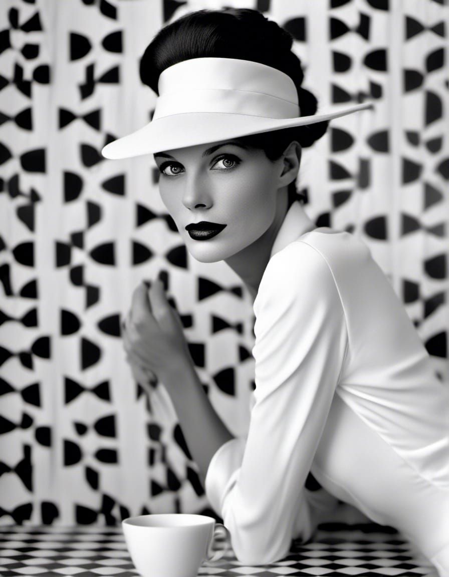 Couture Women in Cafe: Hyperrealist Portrait