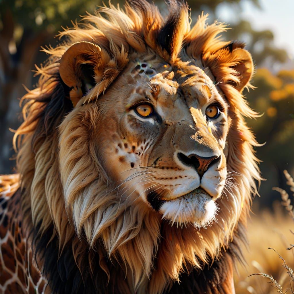 Hybrid: Giraffe and Male Lion