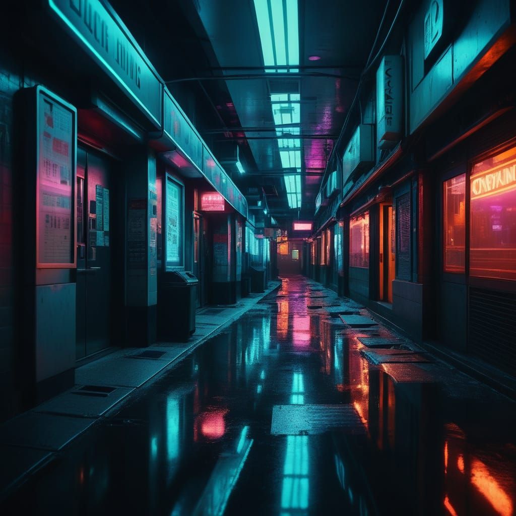 Epic Futuristic Cityscape in Neon Vignette