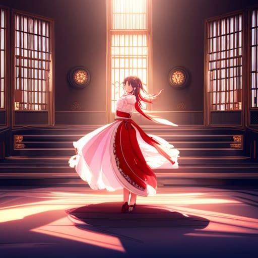 Dramatic Anime Goddess in Traditional Dress