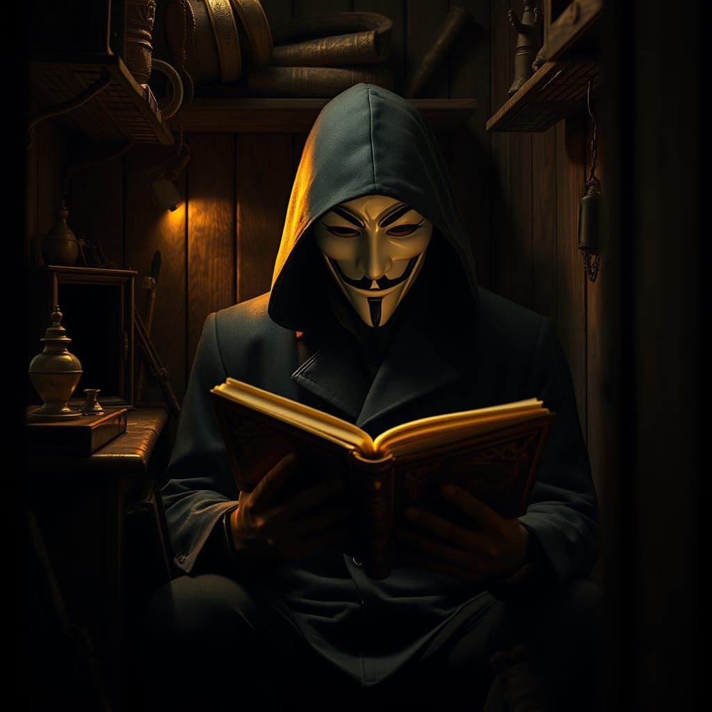 V Reads in a Dimly Lit Closet