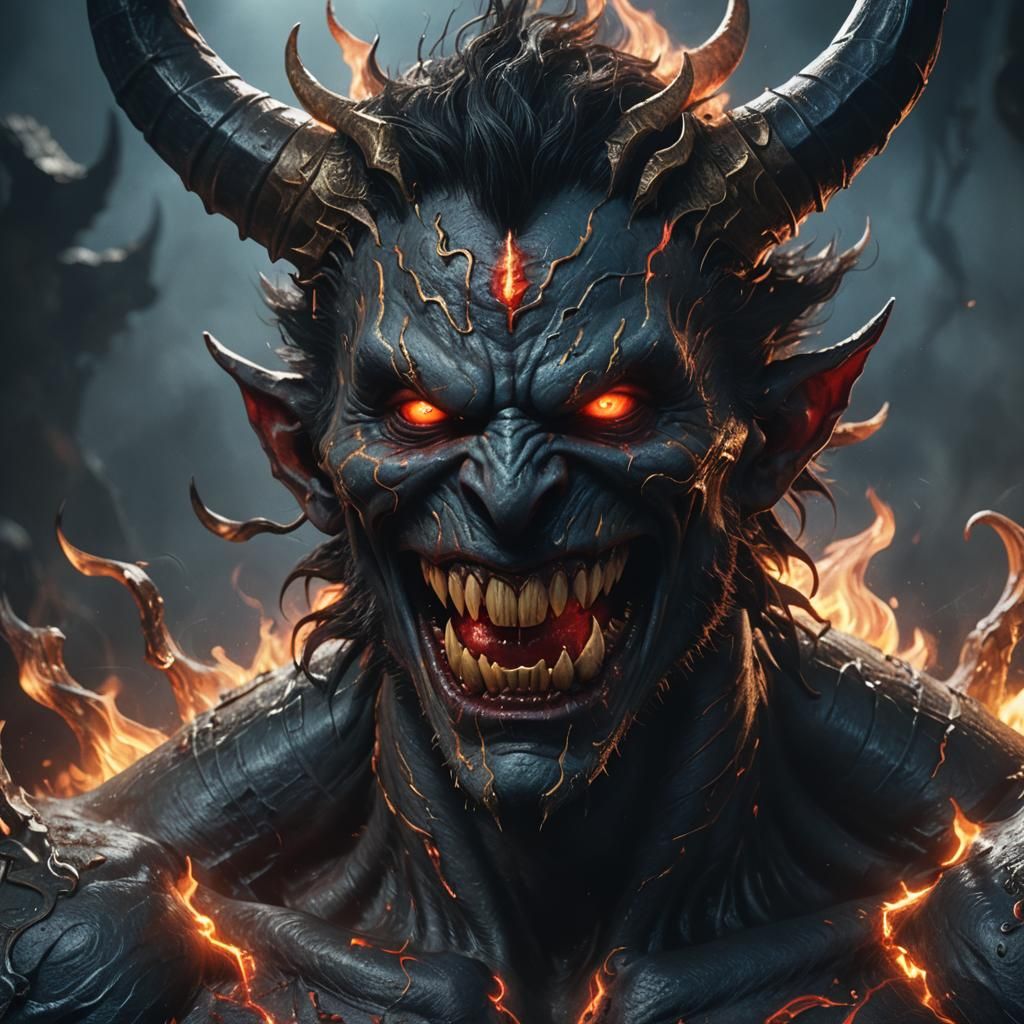 Mysterious Demon in Fiery Embers