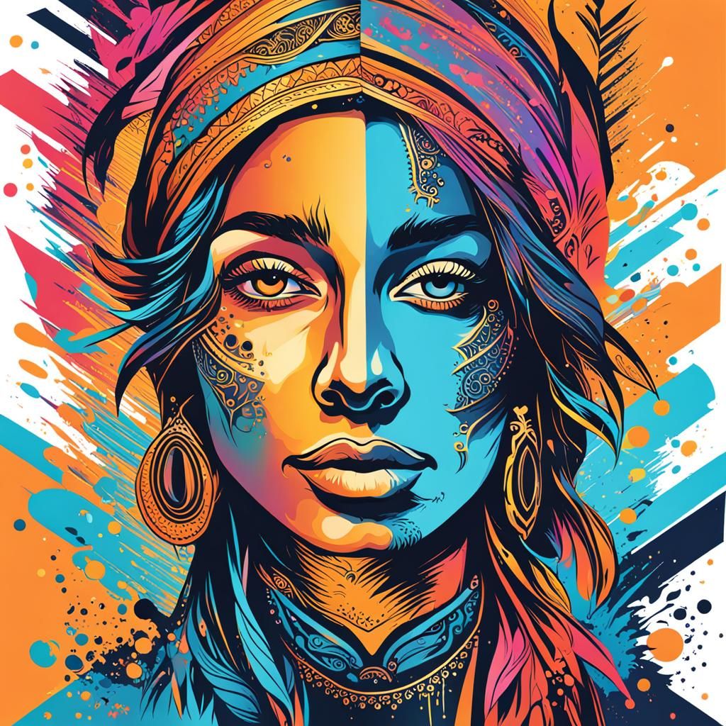 Boho Chic Superhero in Vibrant Mid-Shot Portrait