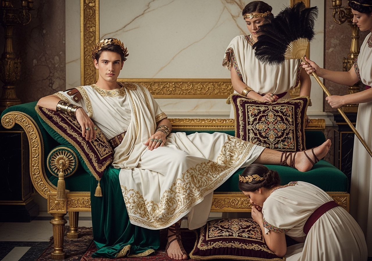 Young Emperor Lounging in Palace Room